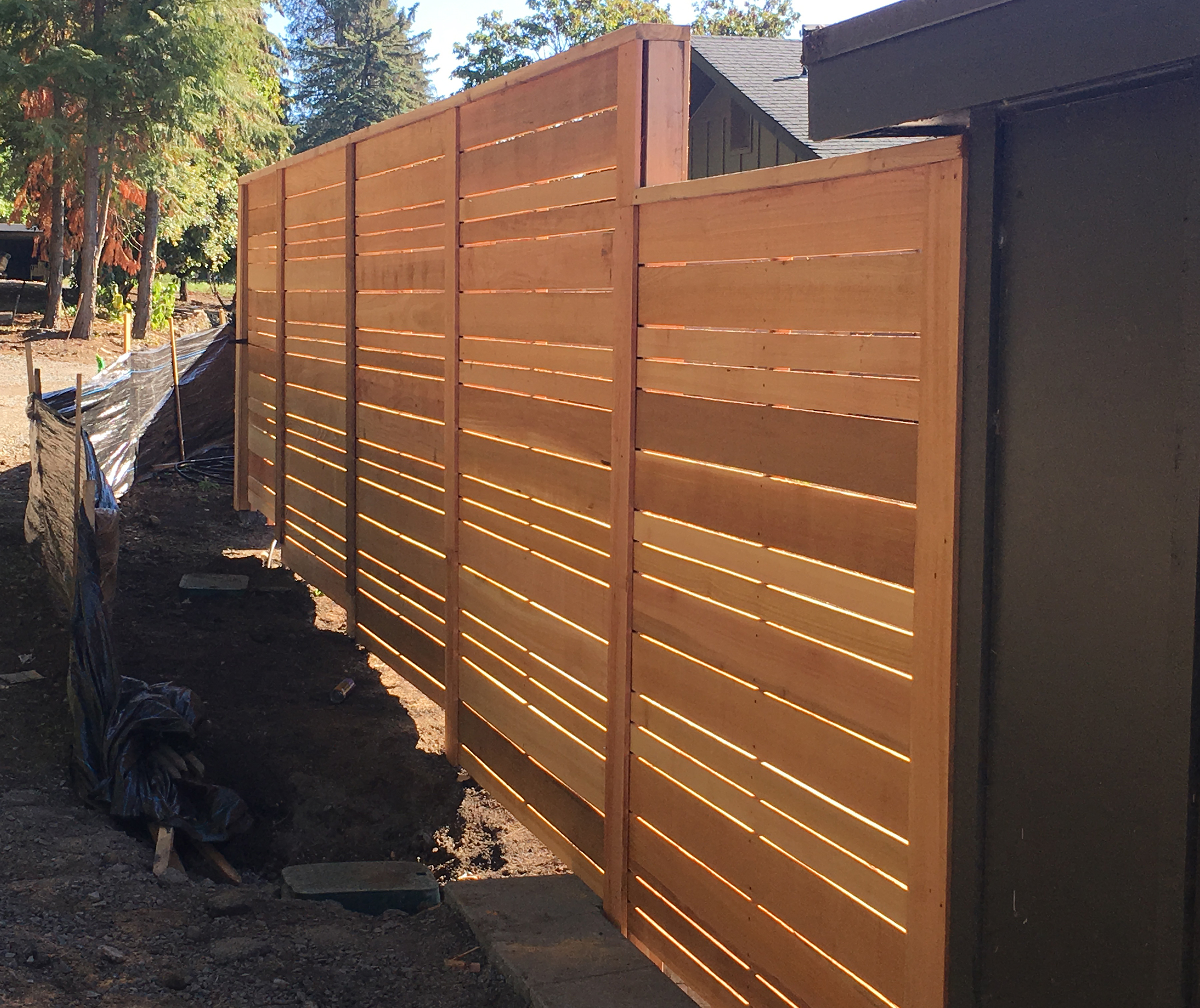 The Best Fence Company Cedar Panel Fence Installation