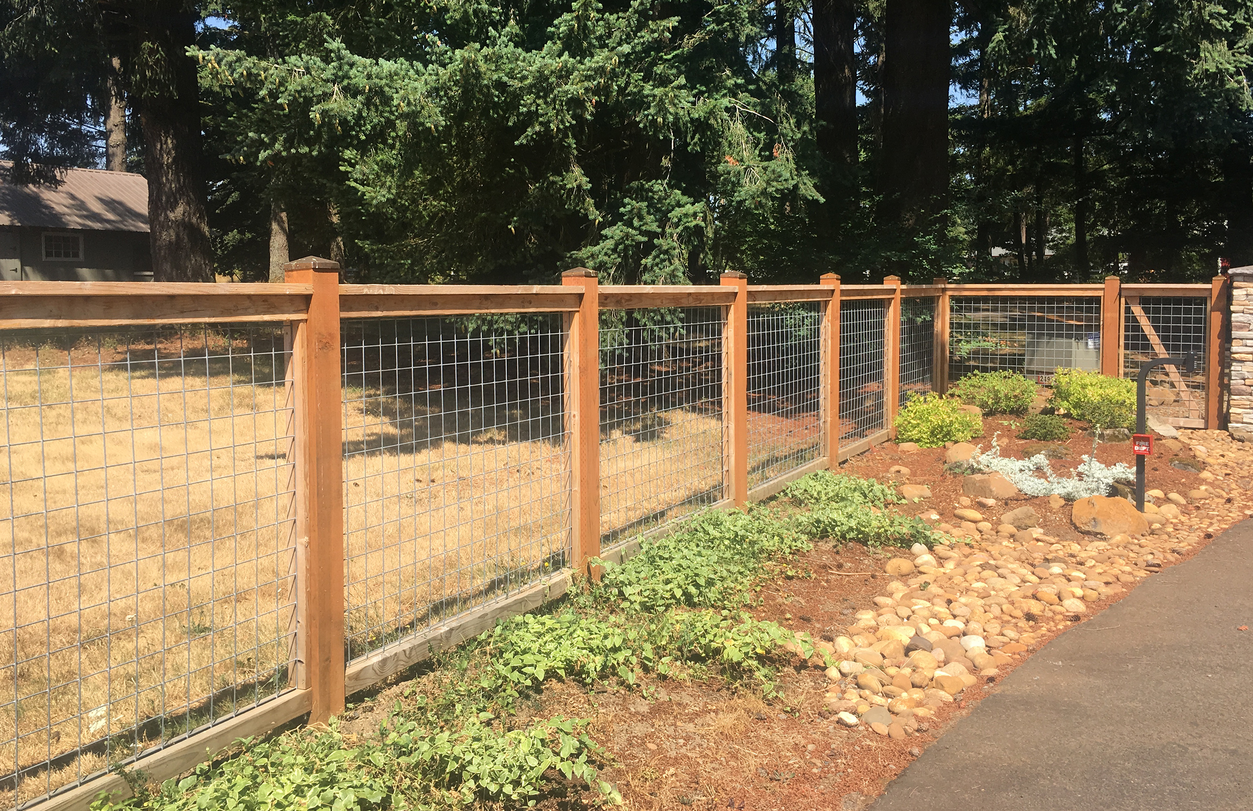 The Best Fence Company Wire Fence with Cedar Top Rail